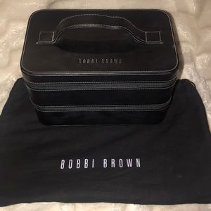New Black Leather Bobbi Brown Makeup Train Case